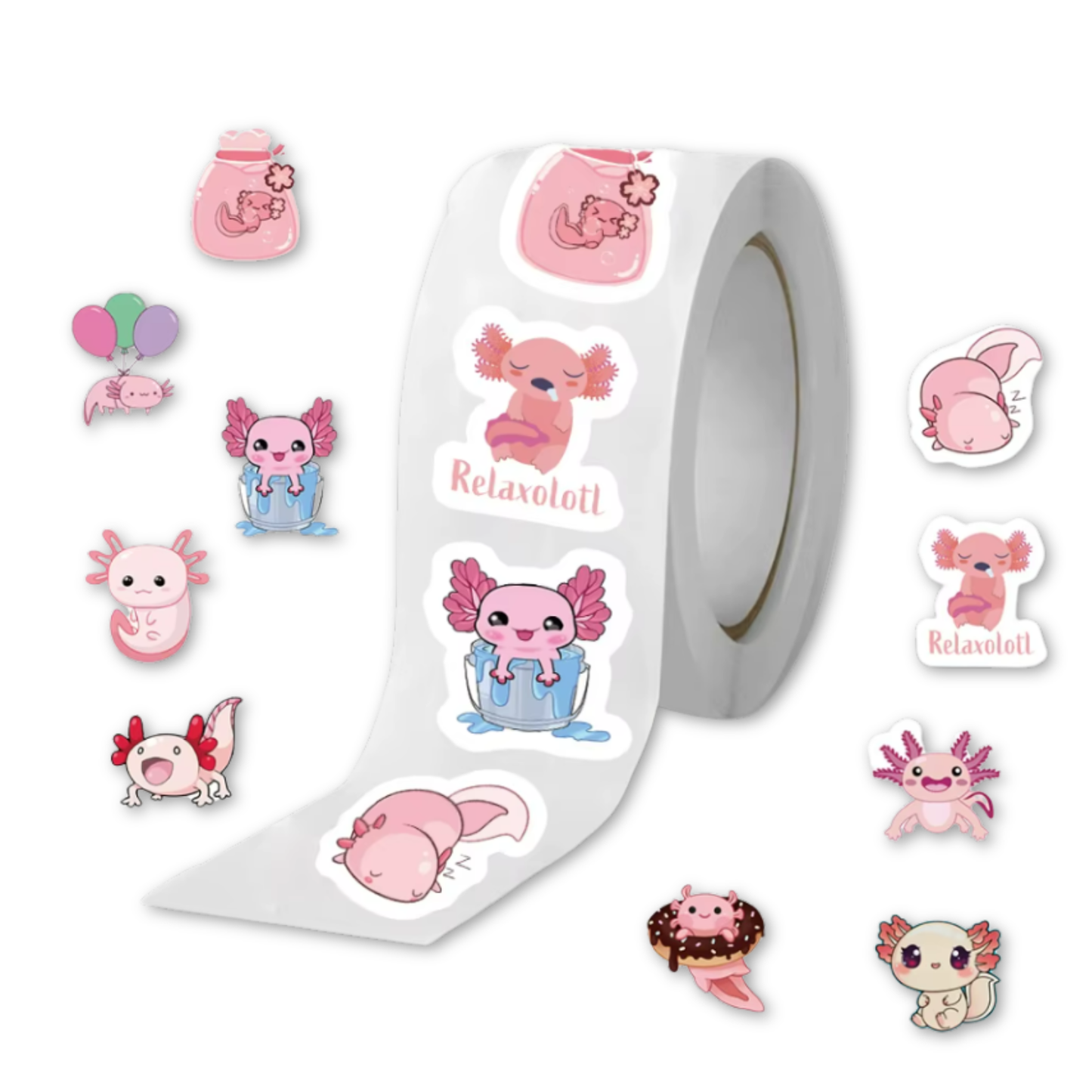 Axolotl Stickers (Roll of 500)