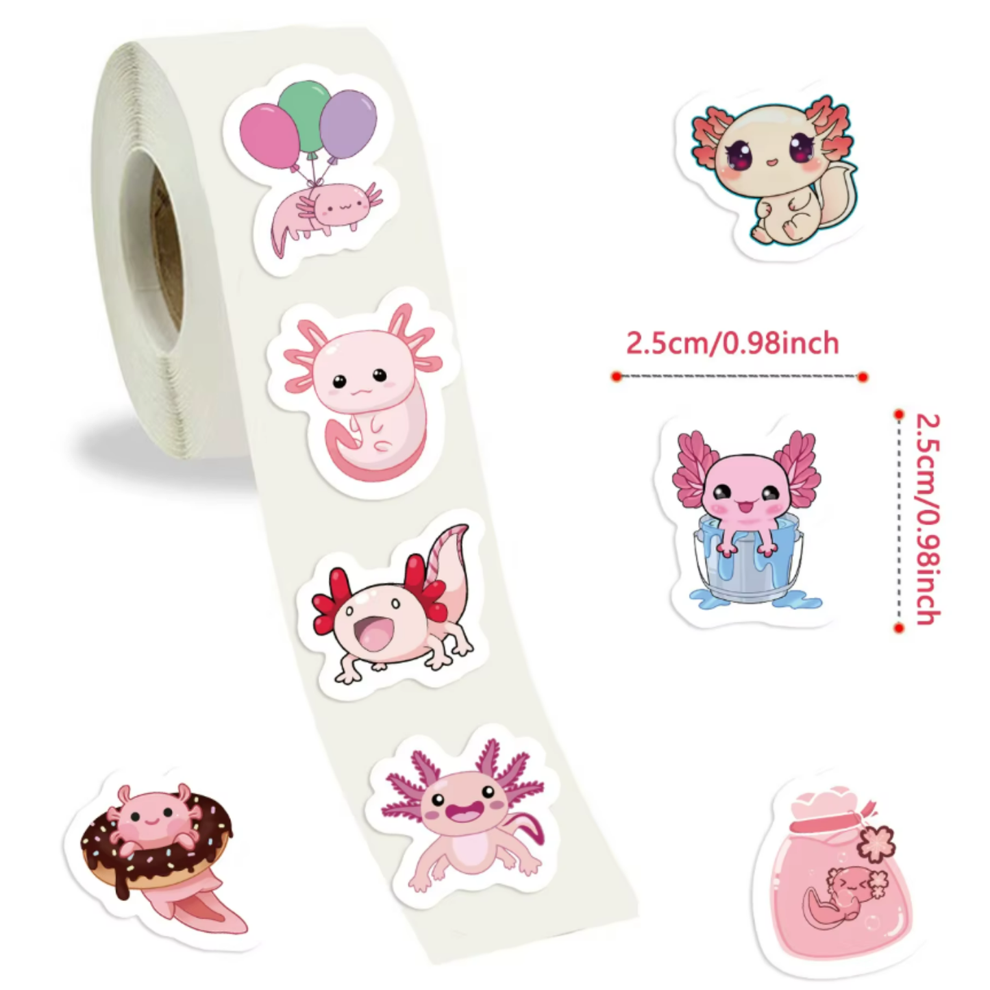 Axolotl Stickers (Roll of 500)