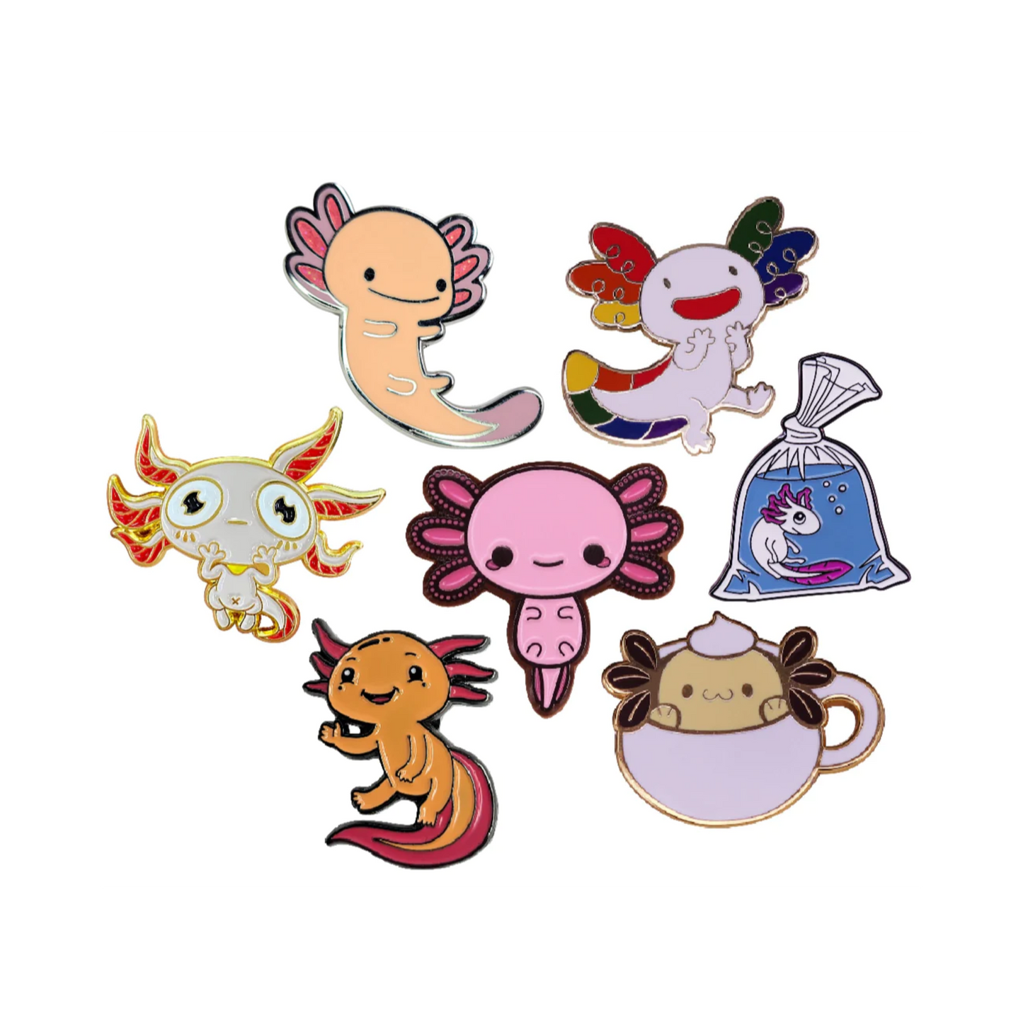 Axolotl Enamel Pins