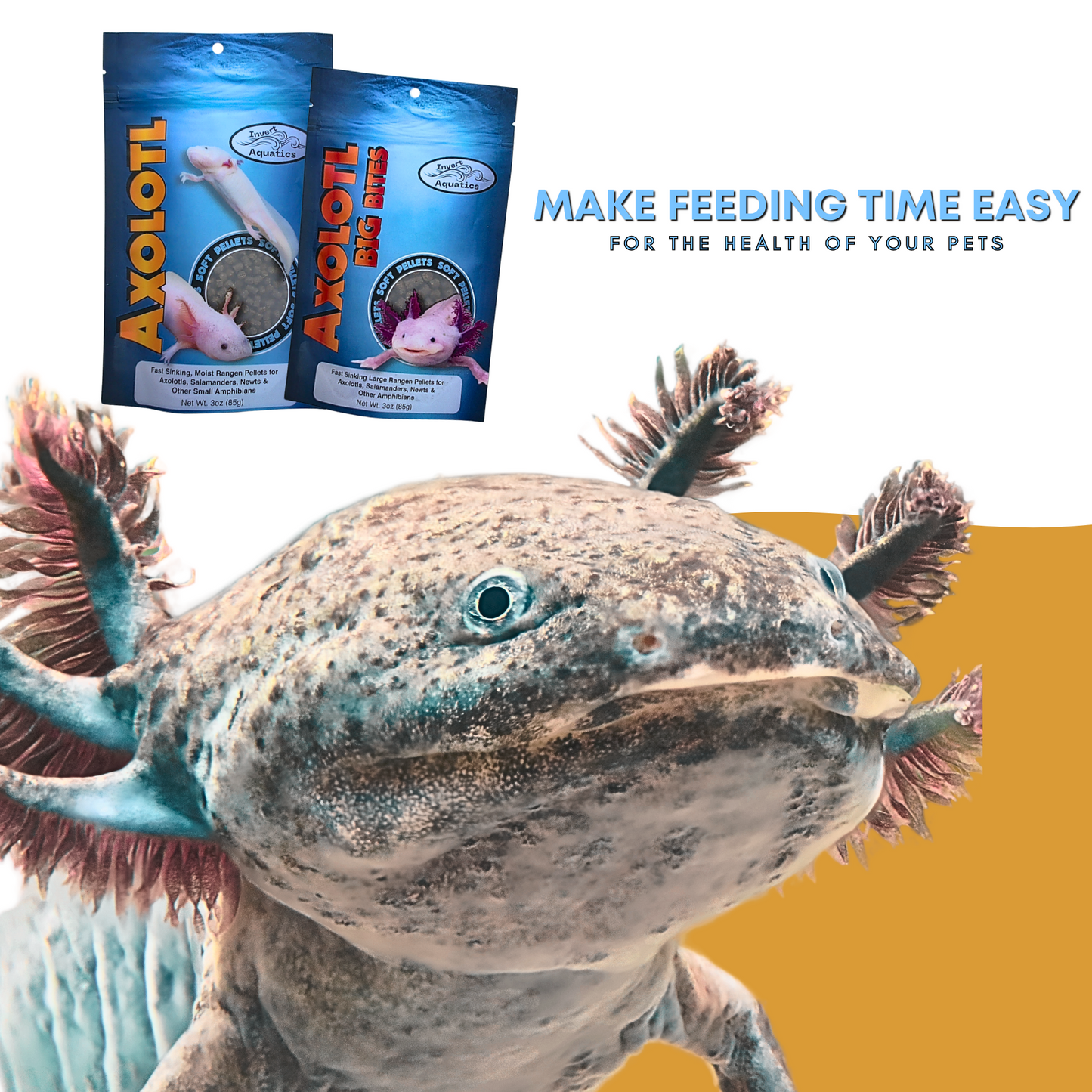 Invert Aquatics Soft Pellets for Axolotls Moist Sinking Diet for Axolotl, Newts, Salamanders & Other Small Amphibians