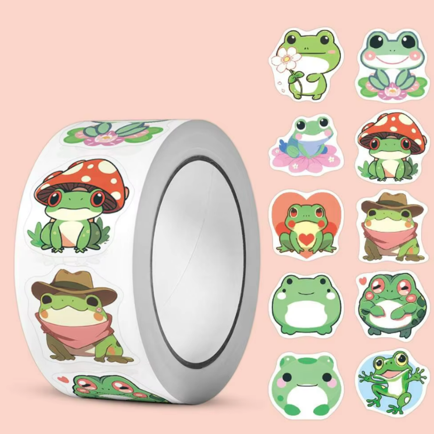 500pcs Roll of Frog Stickers