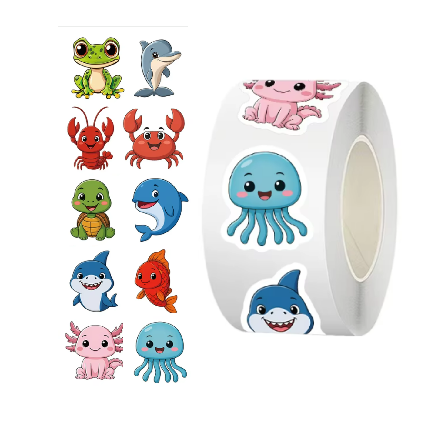 500pcs Roll of Aquatic Animal Stickers