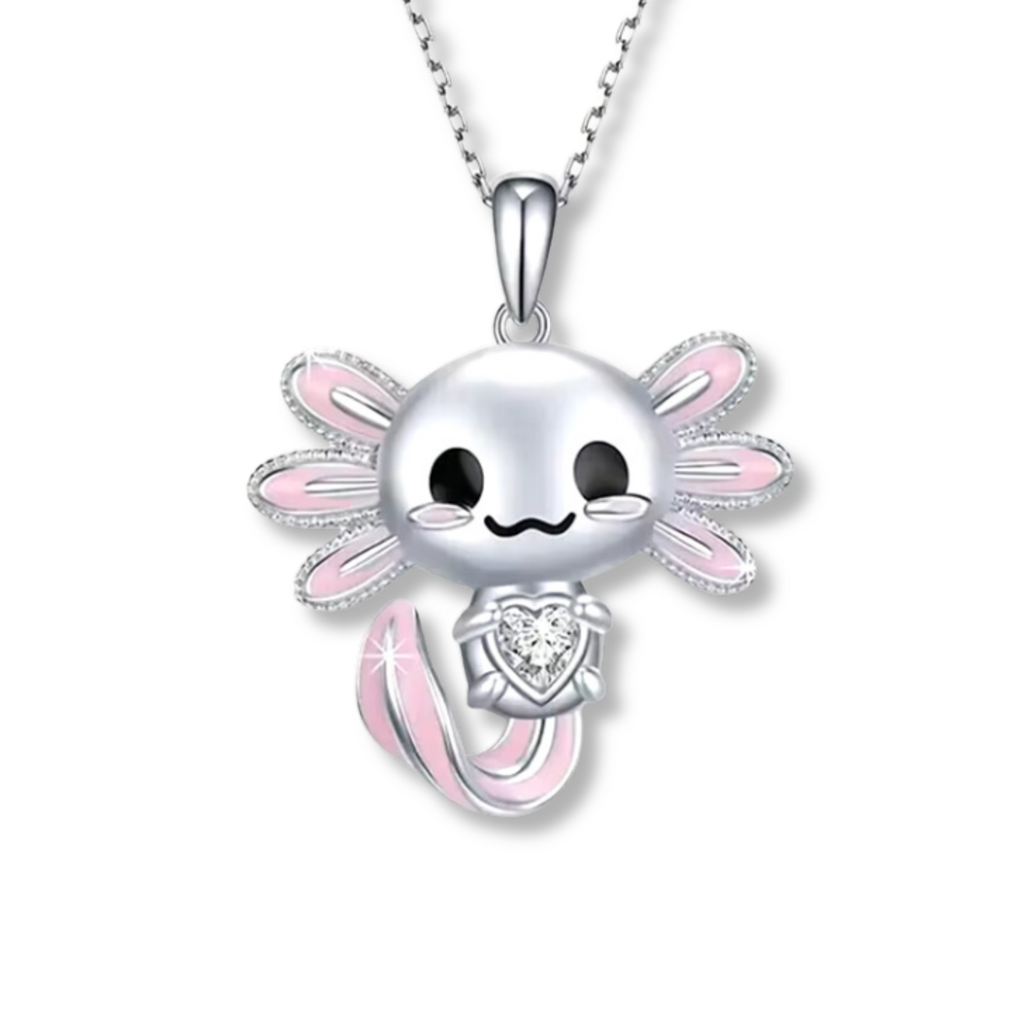 Axolotl Clear Heart Necklace