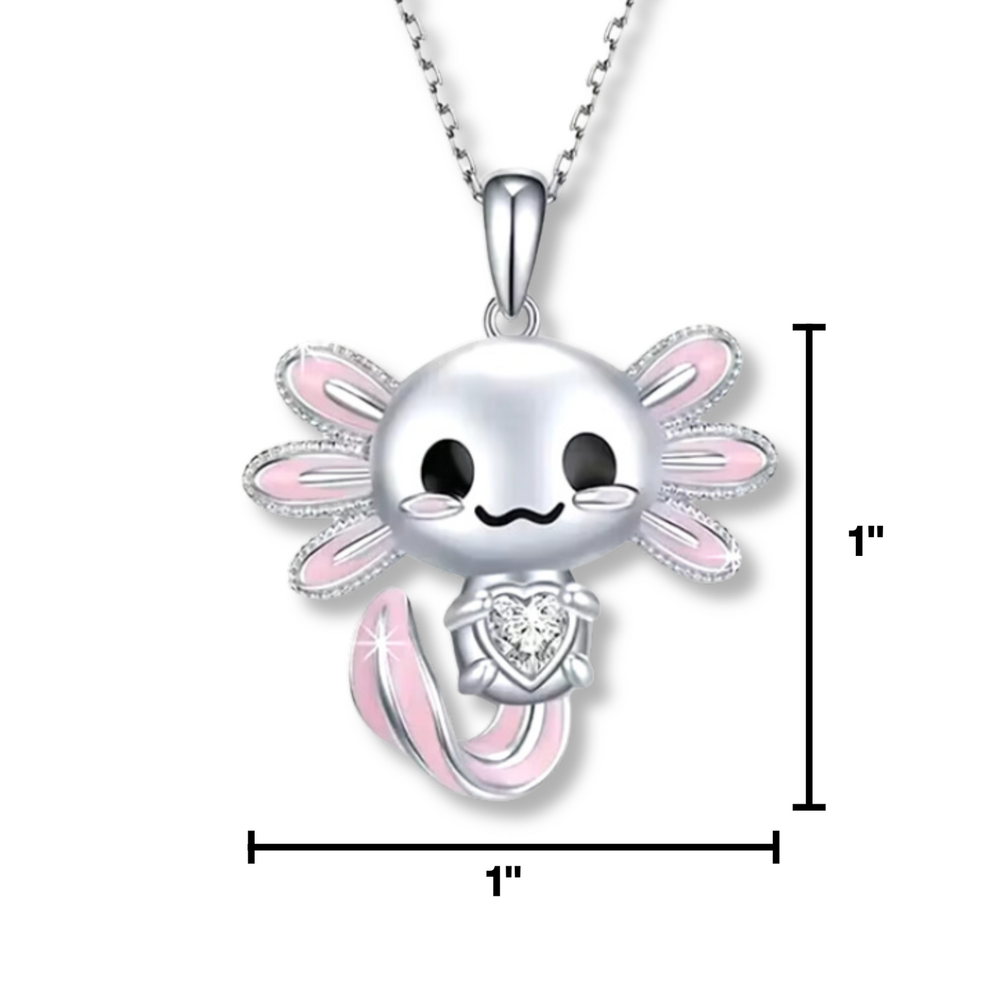 Axolotl Clear Heart Necklace