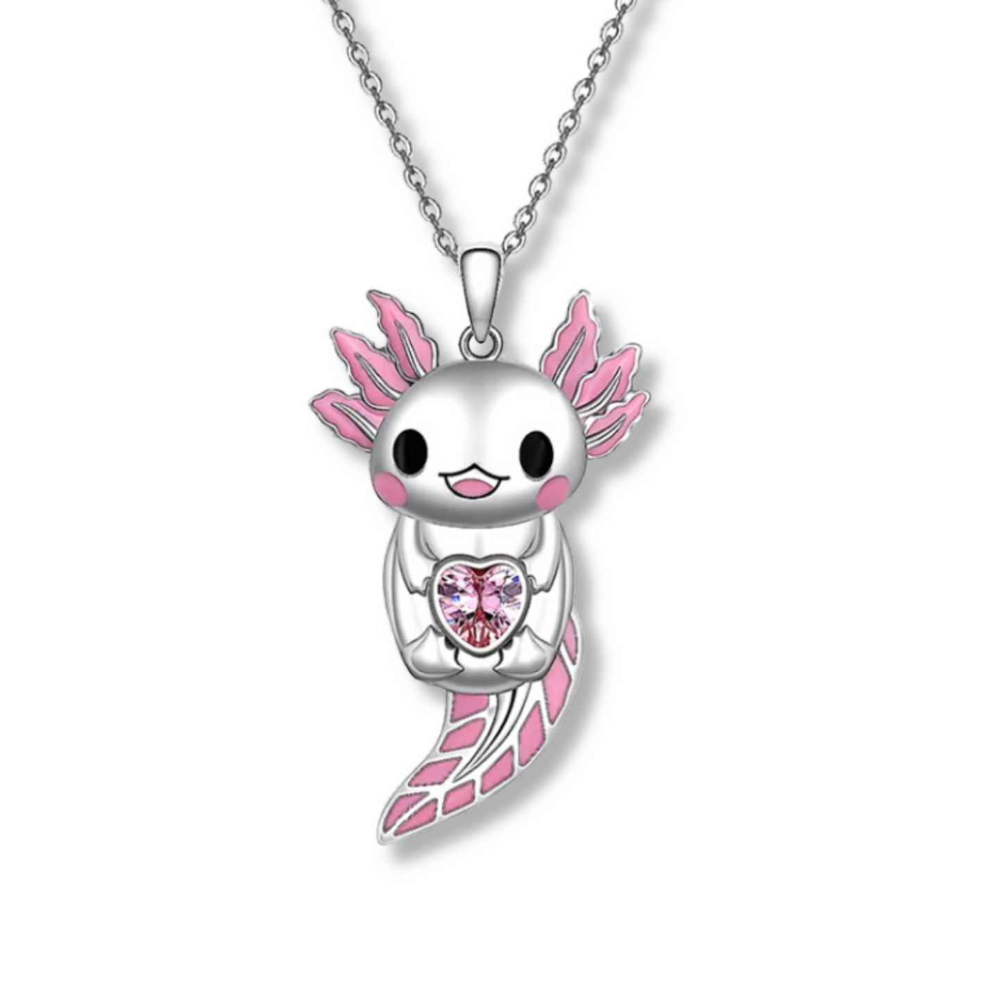 Axolotl Pink Heart Necklace