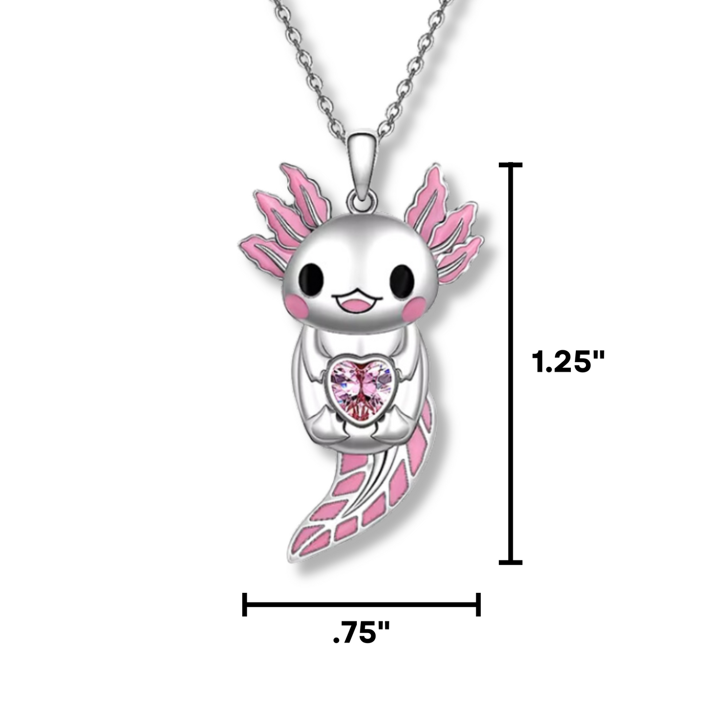 Axolotl Pink Heart Necklace